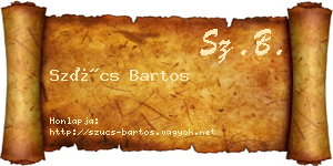 Szűcs Bartos névjegykártya